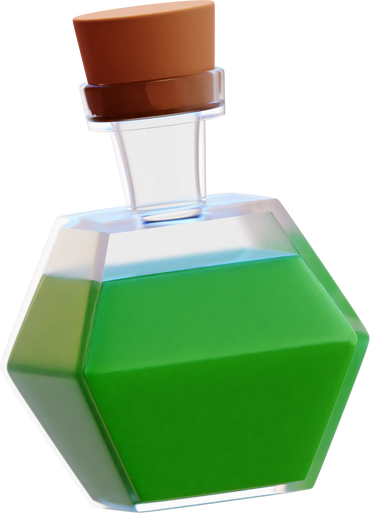 3D magic elixir potion illustration